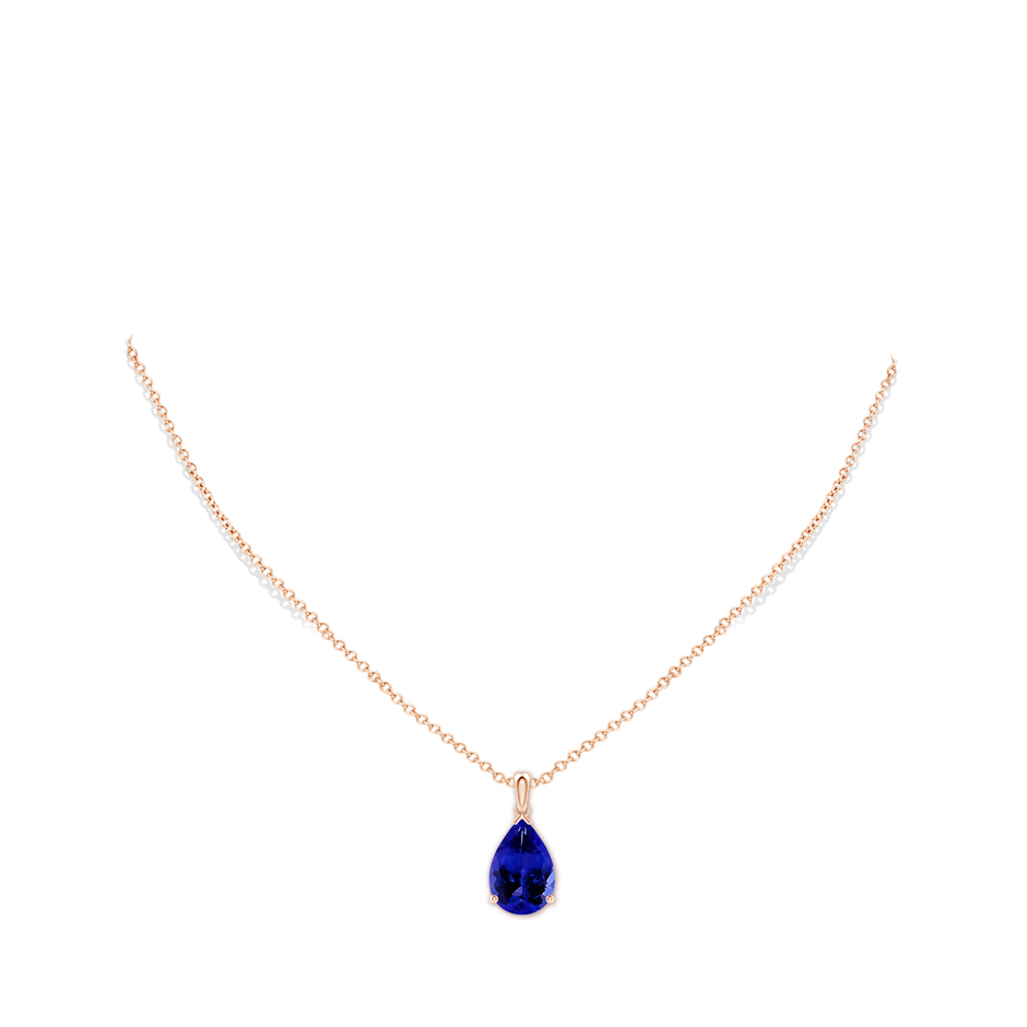 15x10mm AAAA Pear-Shaped Tanzanite Solitaire Pendant in Rose Gold pen