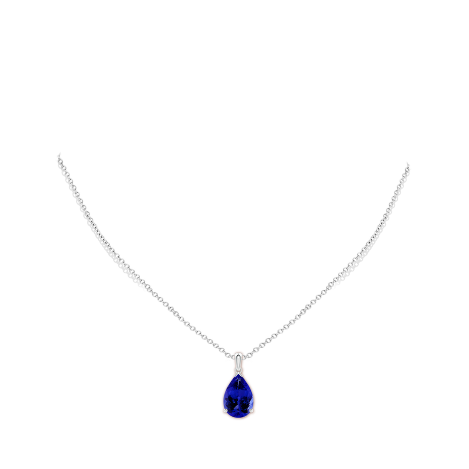 15x10mm AAAA Pear-Shaped Tanzanite Solitaire Pendant in White Gold pen