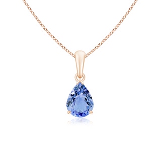 8x6mm A Pear-Shaped Tanzanite Solitaire Pendant in Rose Gold