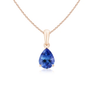 8x6mm AA Pear-Shaped Tanzanite Solitaire Pendant in Rose Gold