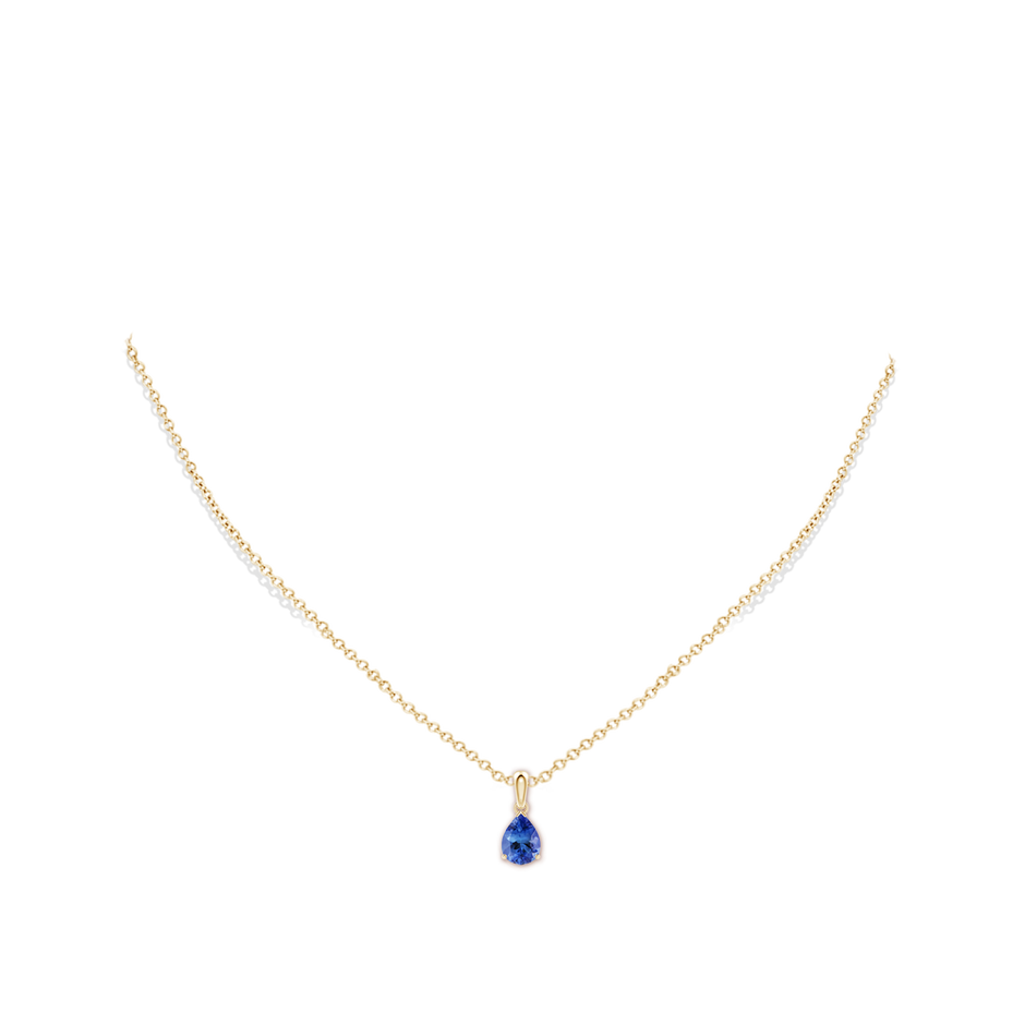 8x6mm AA Pear-Shaped Tanzanite Solitaire Pendant in Yellow Gold pen