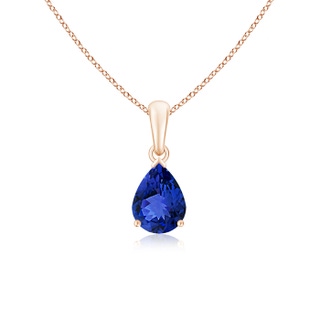 8x6mm AAA Pear-Shaped Tanzanite Solitaire Pendant in 10K Rose Gold