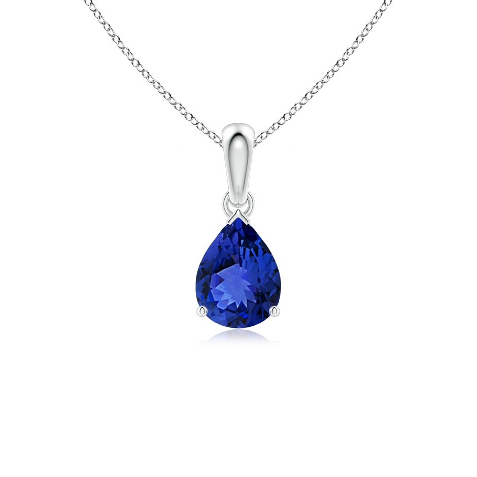 8x6mm AAA Pear-Shaped Tanzanite Solitaire Pendant in White Gold 