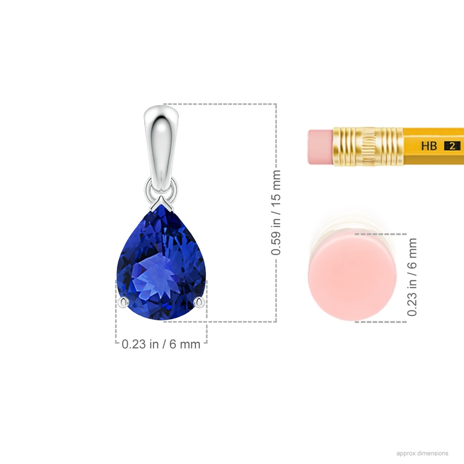 8x6mm AAA Pear-Shaped Tanzanite Solitaire Pendant in White Gold ruler