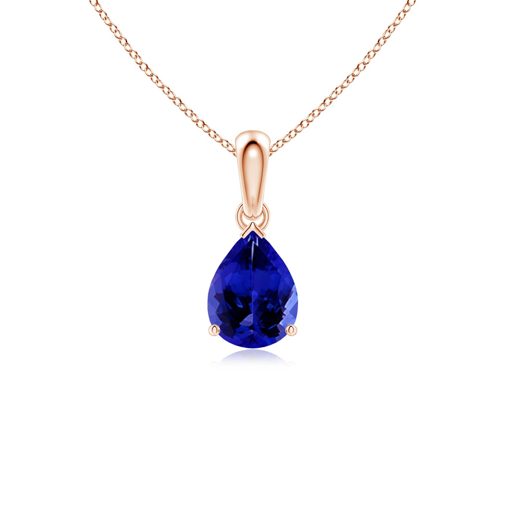 8x6mm AAAA Pear-Shaped Tanzanite Solitaire Pendant in 9K Rose Gold