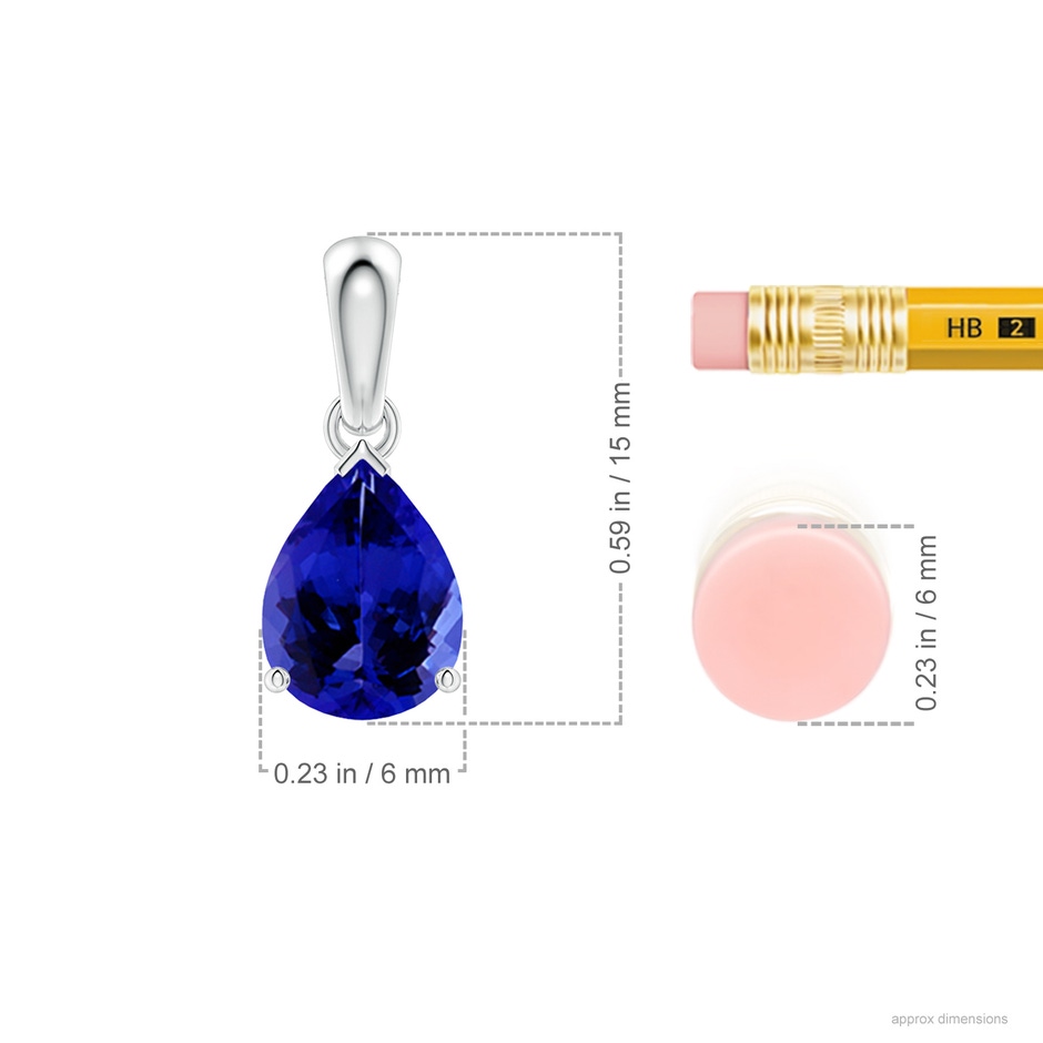 8x6mm AAAA Pear-Shaped Tanzanite Solitaire Pendant in P950 Platinum ruler