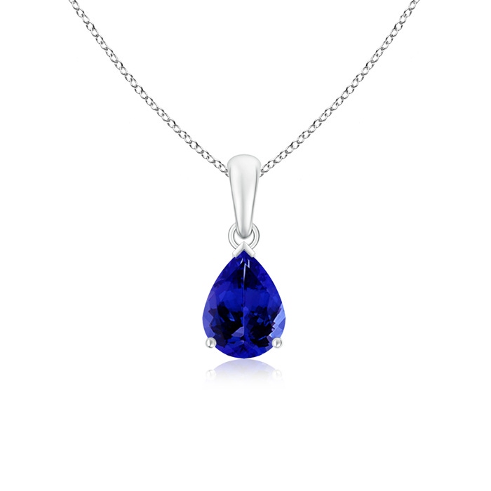 8x6mm AAAA Pear-Shaped Tanzanite Solitaire Pendant in White Gold 