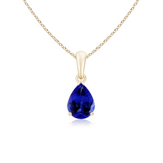 8x6mm AAAA Pear-Shaped Tanzanite Solitaire Pendant in Yellow Gold