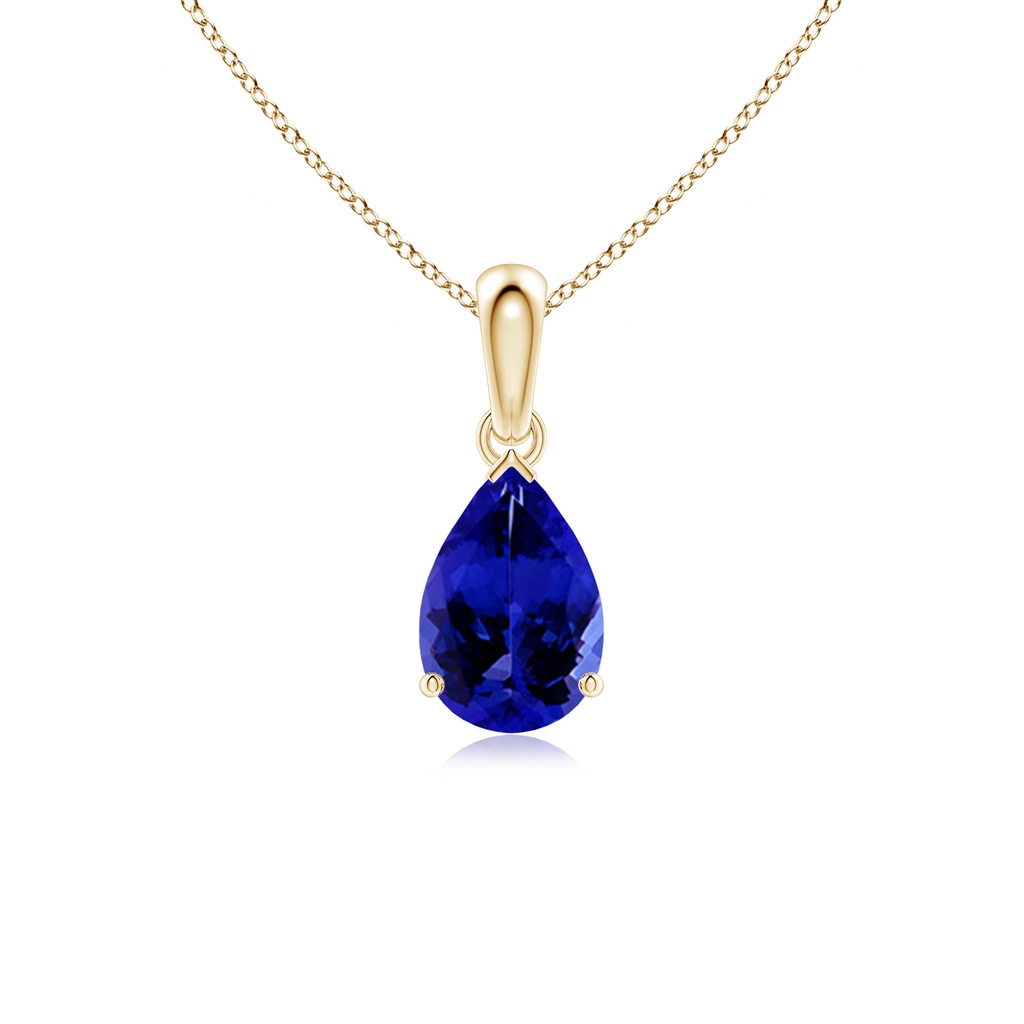 9x6mm AAAA Pear-Shaped Tanzanite Solitaire Pendant in 10K Yellow Gold