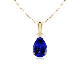 9x6mm AAAA Pear-Shaped Tanzanite Solitaire Pendant in 10K Yellow Gold