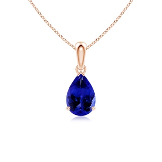 9x6mm AAAA Pear-Shaped Tanzanite Solitaire Pendant in 18K Rose Gold