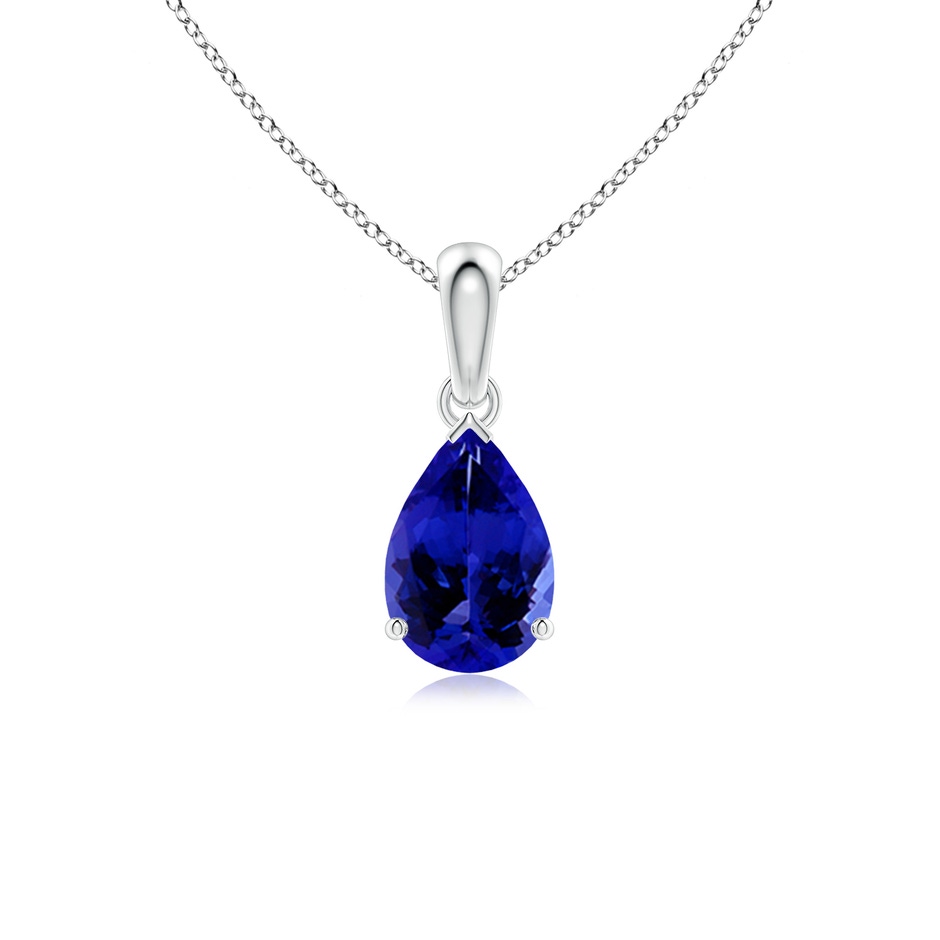 9x6mm AAAA Pear-Shaped Tanzanite Solitaire Pendant in 18K White Gold 