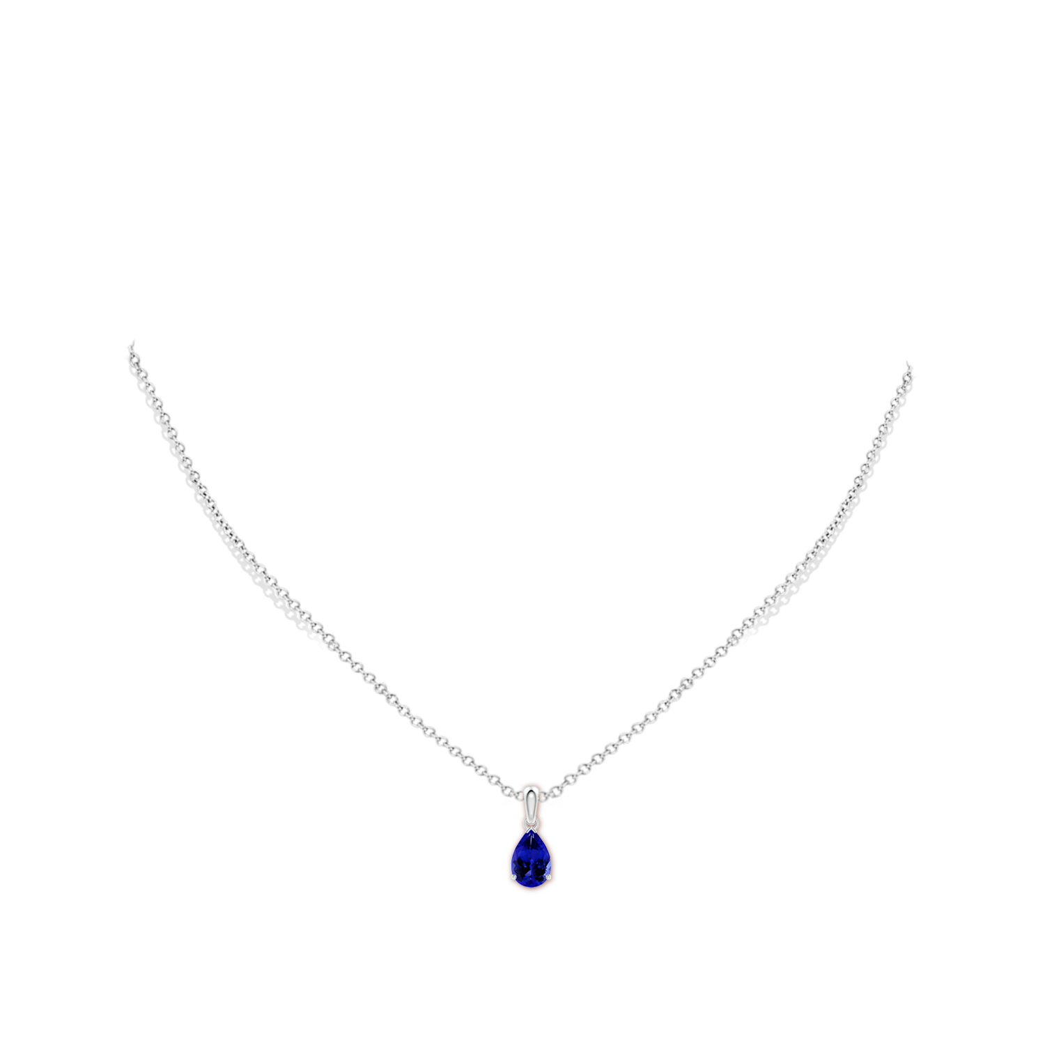 9x6mm AAAA Pear-Shaped Tanzanite Solitaire Pendant in P950 Platinum - body_neck
