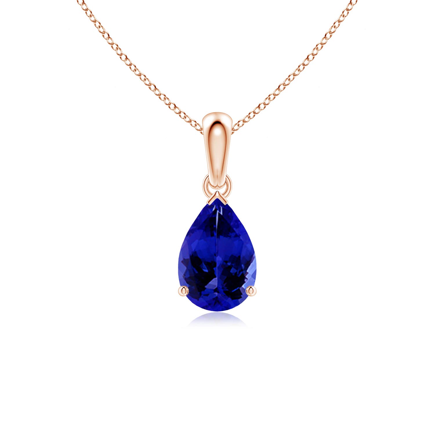 9x6mm AAAA Pear-Shaped Tanzanite Solitaire Pendant in Rose Gold