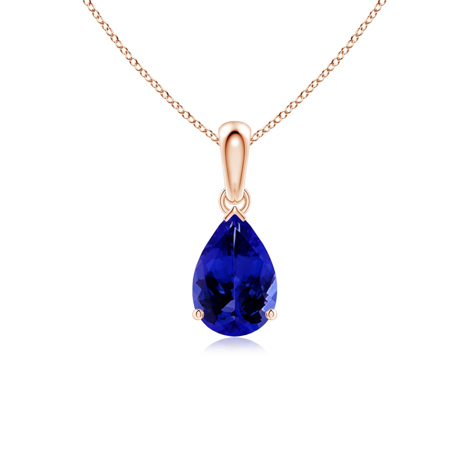9x6mm AAAA Pear-Shaped Tanzanite Solitaire Pendant in Rose Gold 