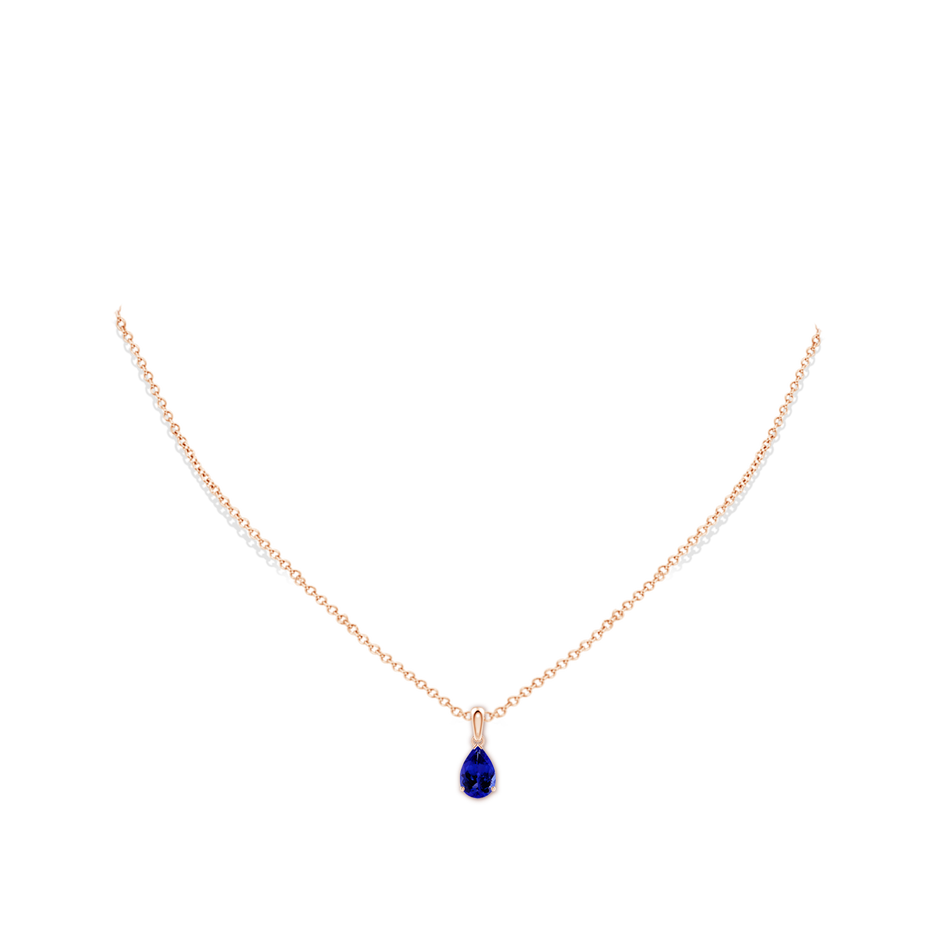 9x6mm AAAA Pear-Shaped Tanzanite Solitaire Pendant in Rose Gold pen
