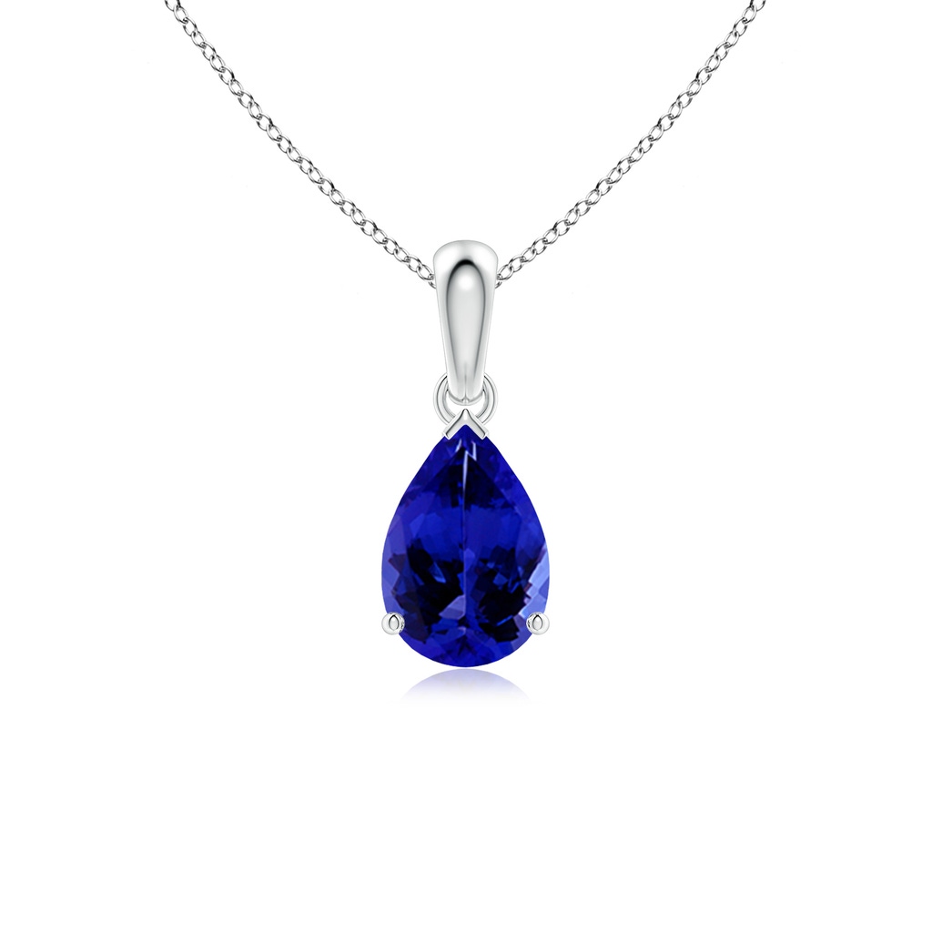 9x6mm AAAA Pear-Shaped Tanzanite Solitaire Pendant in S999 Silver