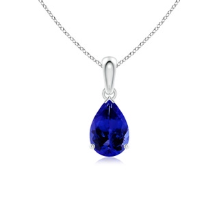 9x6mm AAAA Pear-Shaped Tanzanite Solitaire Pendant in S999 Silver