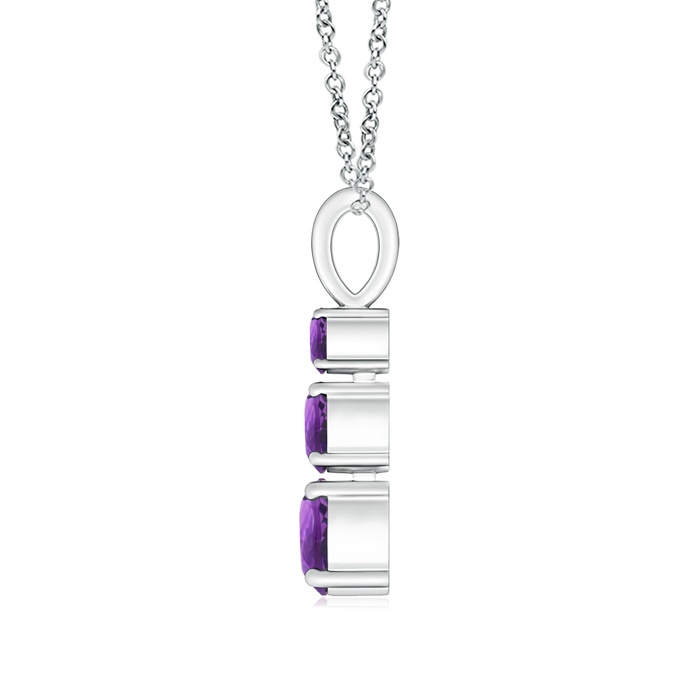 5mm AAA Graduated Round Amethyst Three Stone Pendant in White Gold Product Image