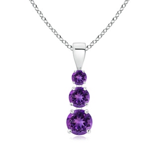 5mm AAAA Graduated Round Amethyst Three Stone Pendant in P950 Platinum