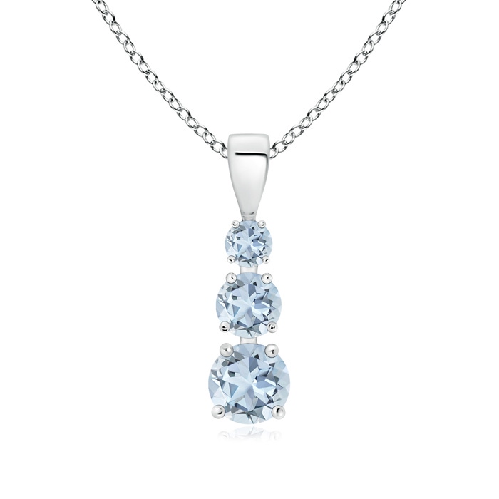 5mm A Graduated Round Aquamarine Three Stone Pendant in P950 Platinum 