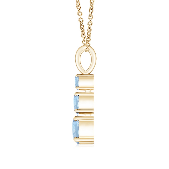 5mm AA Graduated Round Aquamarine Three Stone Pendant in Yellow Gold product image