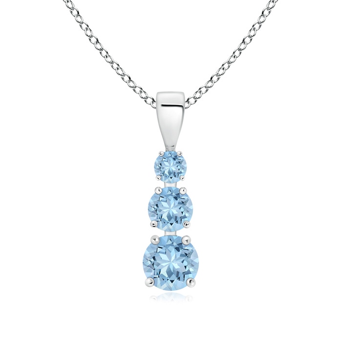 5mm AAA Graduated Round Aquamarine Three Stone Pendant in P950 Platinum 