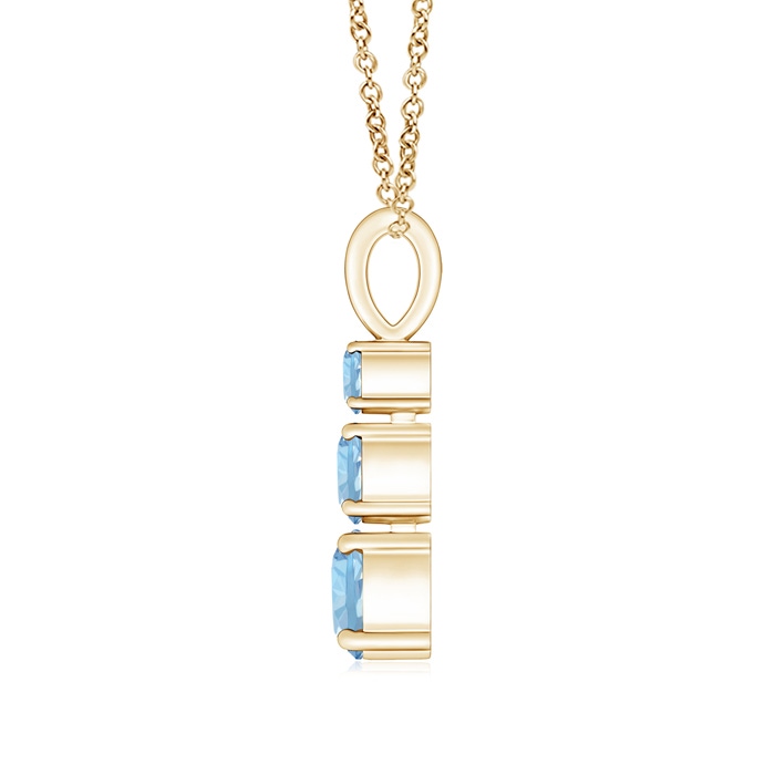 5mm AAA Graduated Round Aquamarine Three Stone Pendant in Yellow Gold product image