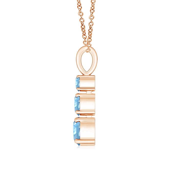 5mm AAAA Graduated Round Aquamarine Three Stone Pendant in Rose Gold product image