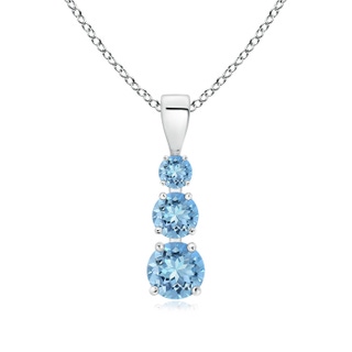 5mm AAAA Graduated Round Aquamarine Three Stone Pendant in S999 Silver