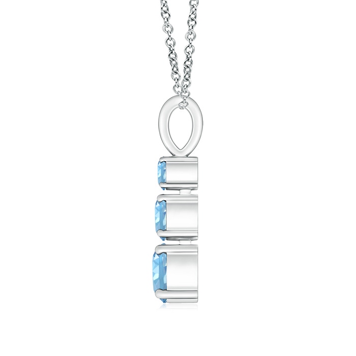 5mm AAAA Graduated Round Aquamarine Three Stone Pendant in White Gold product image