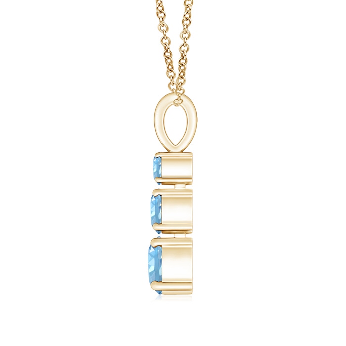 5mm AAAA Graduated Round Aquamarine Three Stone Pendant in Yellow Gold product image