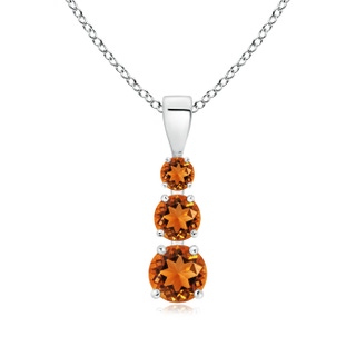 5mm AAAA Graduated Round Citrine Three Stone Pendant in White Gold