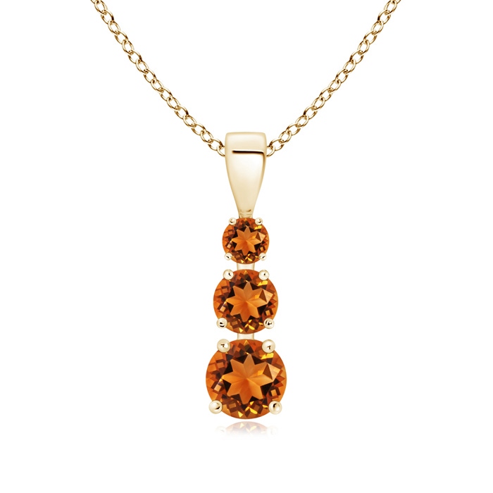 5mm AAAA Graduated Round Citrine Three Stone Pendant in Yellow Gold