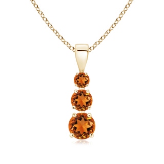 5mm AAAA Graduated Round Citrine Three Stone Pendant in Yellow Gold