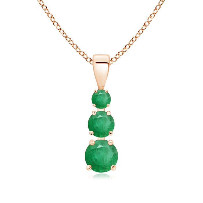 Graduated Round Emerald Three Stone Pendant