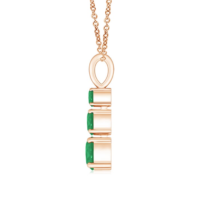 Graduated Round Emerald Three Stone Pendant
