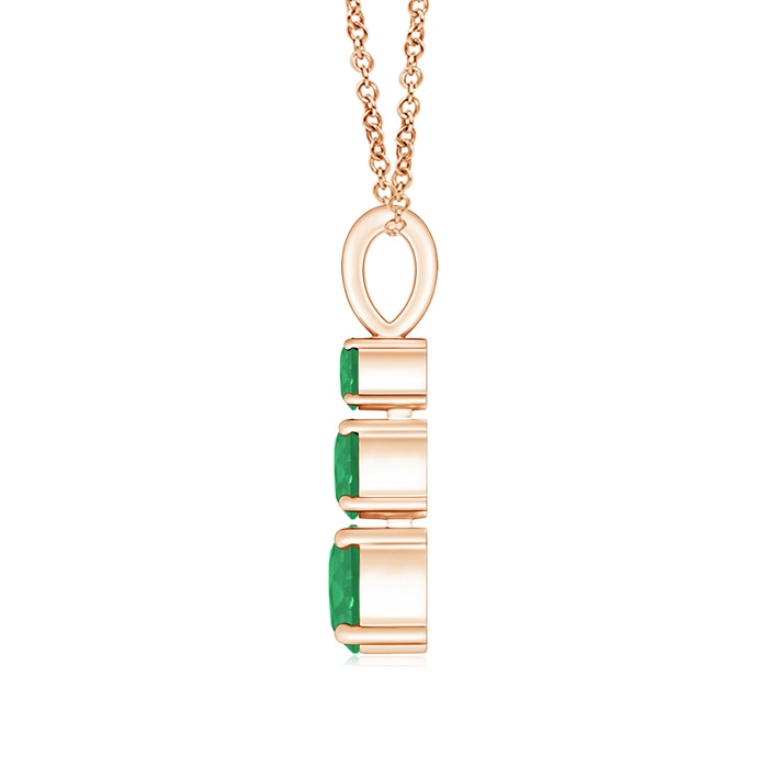5mm A Graduated Round Emerald Three Stone Pendant in Rose Gold product image