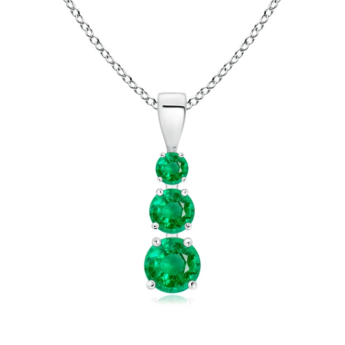 5mm AAA Graduated Round Emerald Three Stone Pendant in P950 Platinum 