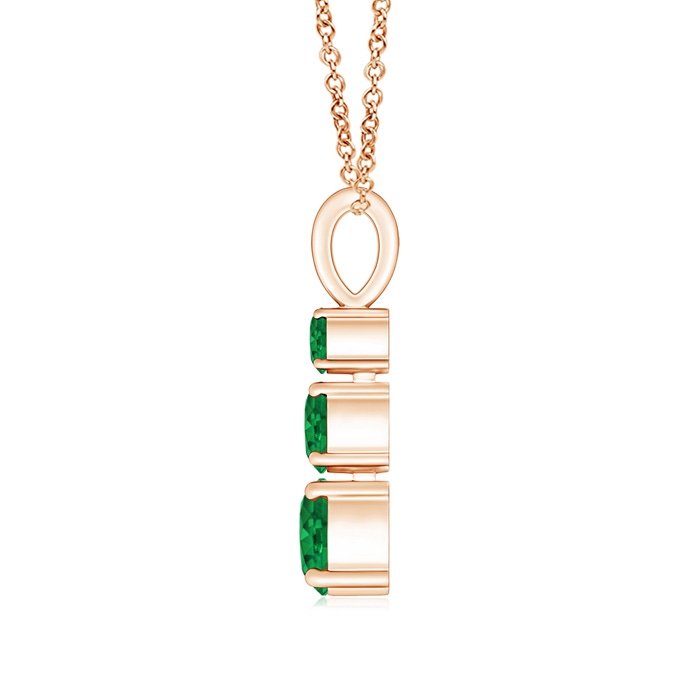 5mm AAA Graduated Round Emerald Three Stone Pendant in Rose Gold product image