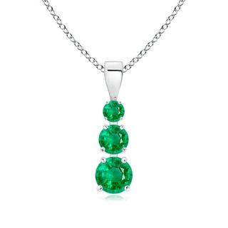 5mm AAA Graduated Round Emerald Three Stone Pendant in White Gold