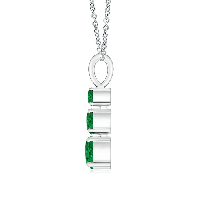 5mm AAA Graduated Round Emerald Three Stone Pendant in White Gold Product Image