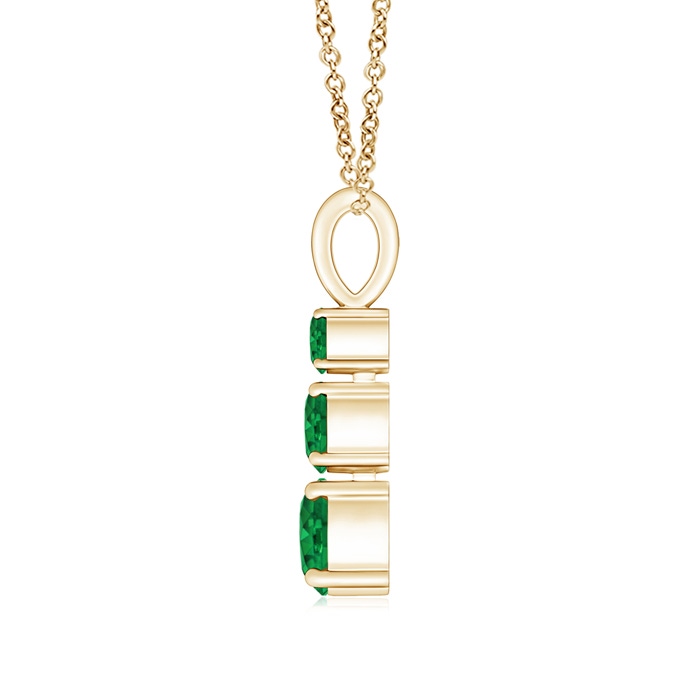 5mm AAA Graduated Round Emerald Three Stone Pendant in Yellow Gold Product Image