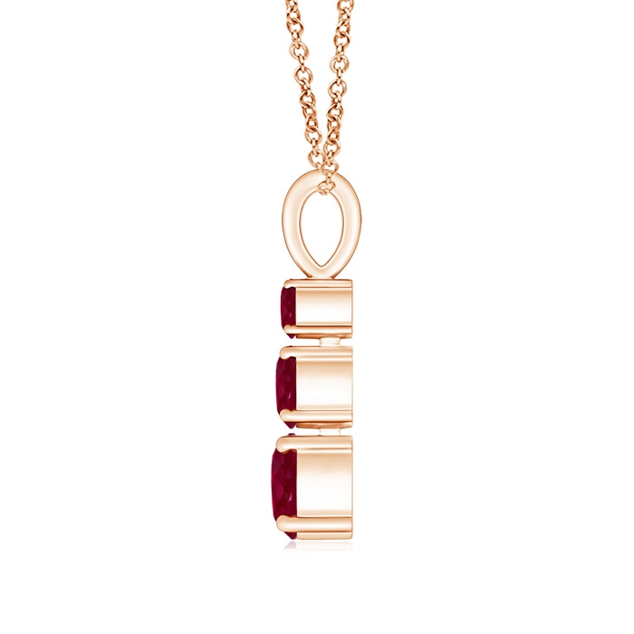 5mm A Graduated Round Ruby Three Stone Pendant in Rose Gold product image