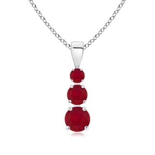 5mm AA Graduated Round Ruby Three Stone Pendant in P950 Platinum