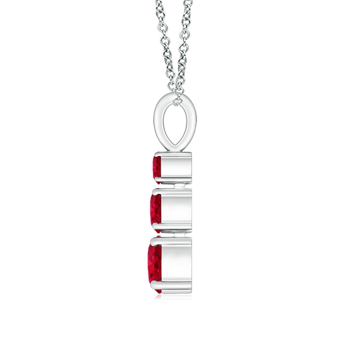 5mm AAA Graduated Round Ruby Three Stone Pendant in White Gold product image