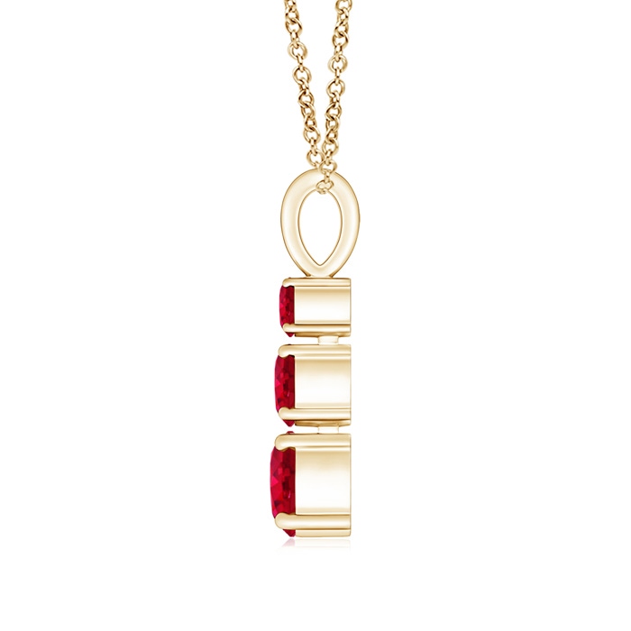 5mm AAA Graduated Round Ruby Three Stone Pendant in Yellow Gold product image