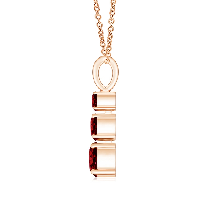 5mm AAAA Graduated Round Ruby Three Stone Pendant in Rose Gold Product Image