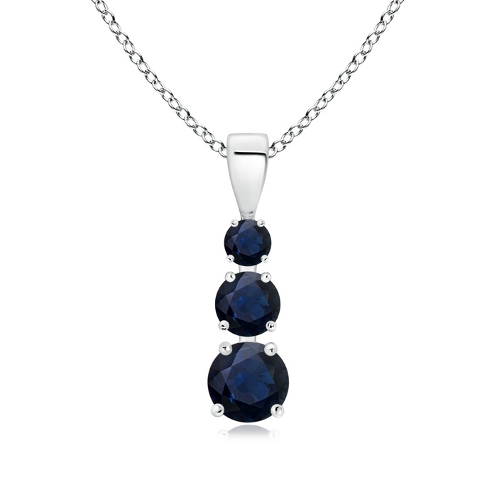 5mm A Graduated Round Blue Sapphire Three Stone Pendant in P950 Platinum 