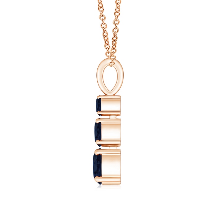 5mm A Graduated Round Blue Sapphire Three Stone Pendant in Rose Gold product image
